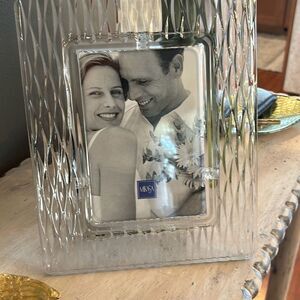New in box MIKASA Glass beveled Picture frame. Great for weddings.